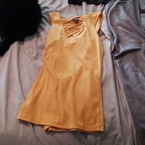 Yellow crossed string tank top